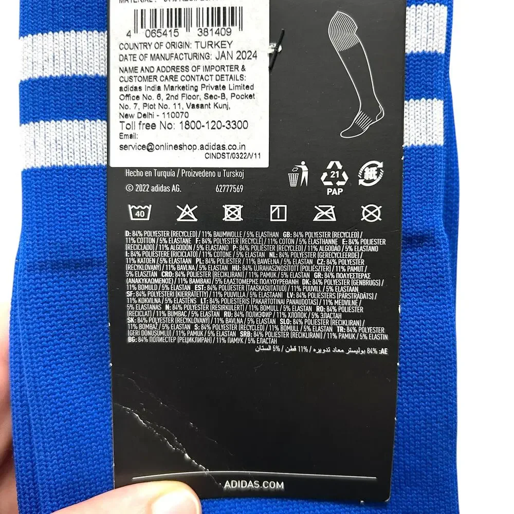 Adidas Aeroready Football Knee Socks 1 Pair NWT Sz 1X Royal Blue Casual Sporty